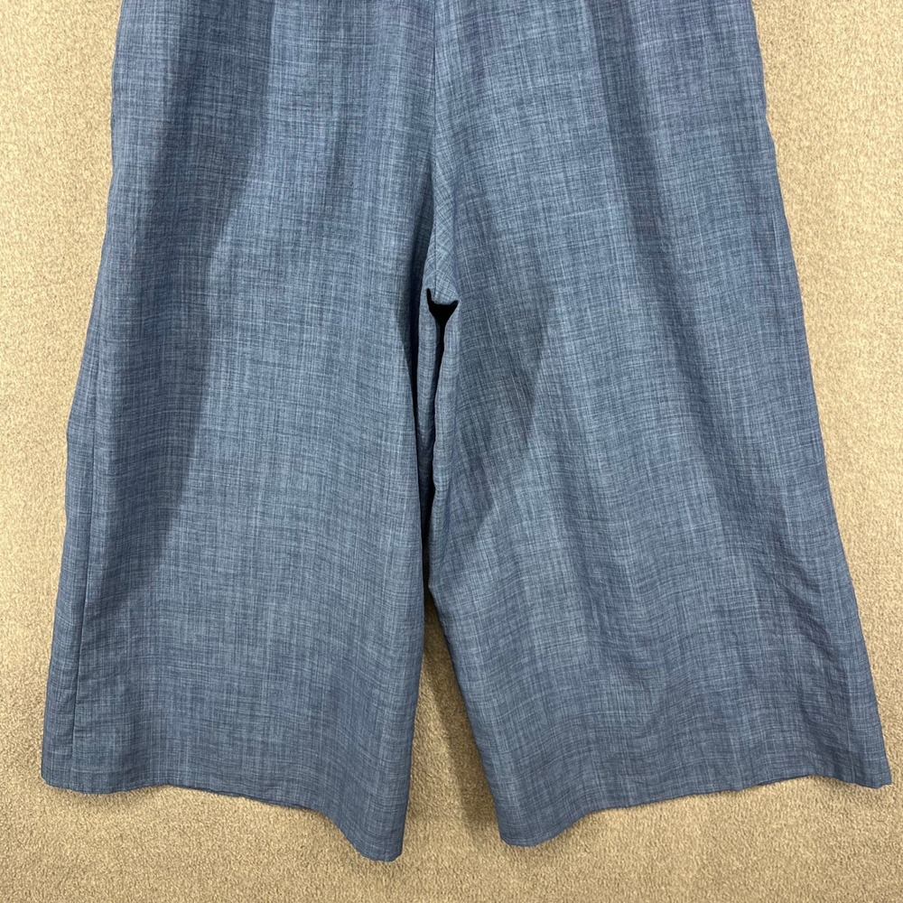 Lulus Ruffle Wide Leg Jumpsuit Women XS Blue crop Surplice Cold Shoulder Culotte - Picture 14 of 15